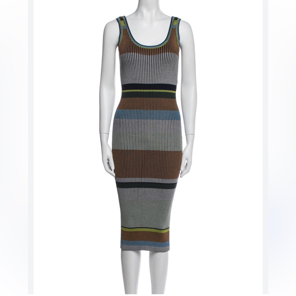 Diane Von Furstenberg Striped Rib Knit Stretchy Tank Dress XS S